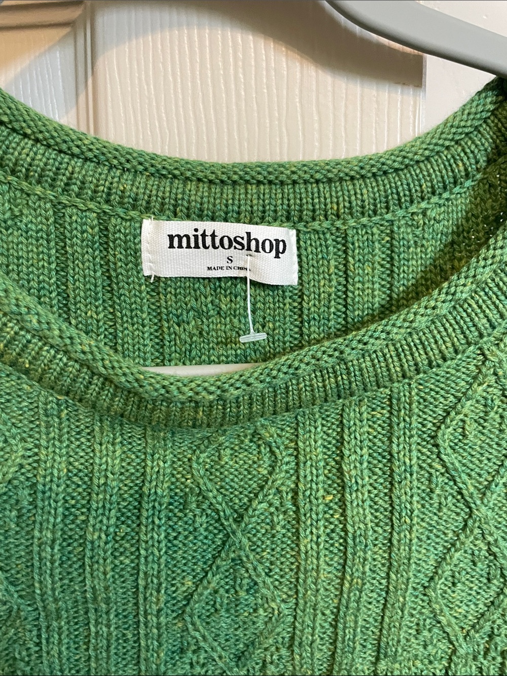 mittoshop Green Ruffled Shoulder Cable Knit Sweater - Picture 3 of 3